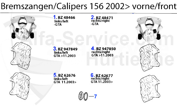 Bremssattel Bj. 02> vorne