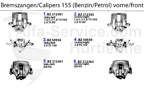Bremssattel vorne Benzin-Modelle