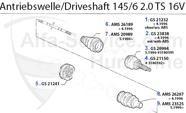 Antriebswelle 2.0 TS 16V Bj. 95>