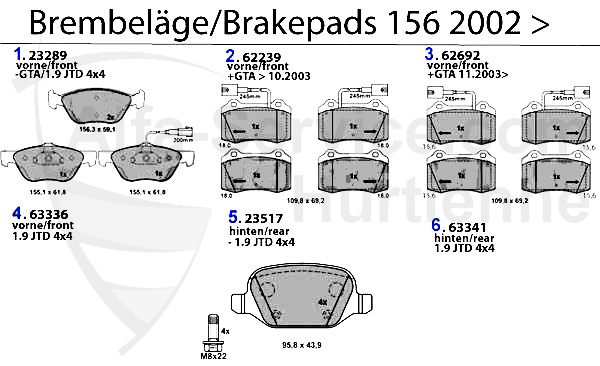 Bremsbeläge Bj. 02>