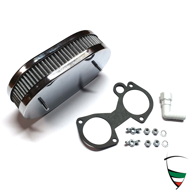 AIRFILTER CHROMED FOR WEBER DCOE 4mm HIGH, 180x115mm