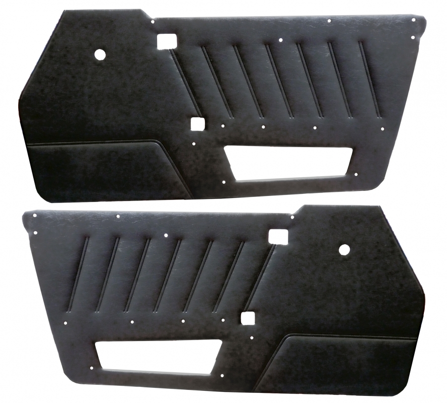 DOOR TRIM PANEL LEFT+RIGHT FOR SPIDER 90-93, BLACK SYNTHETIC LEATHER