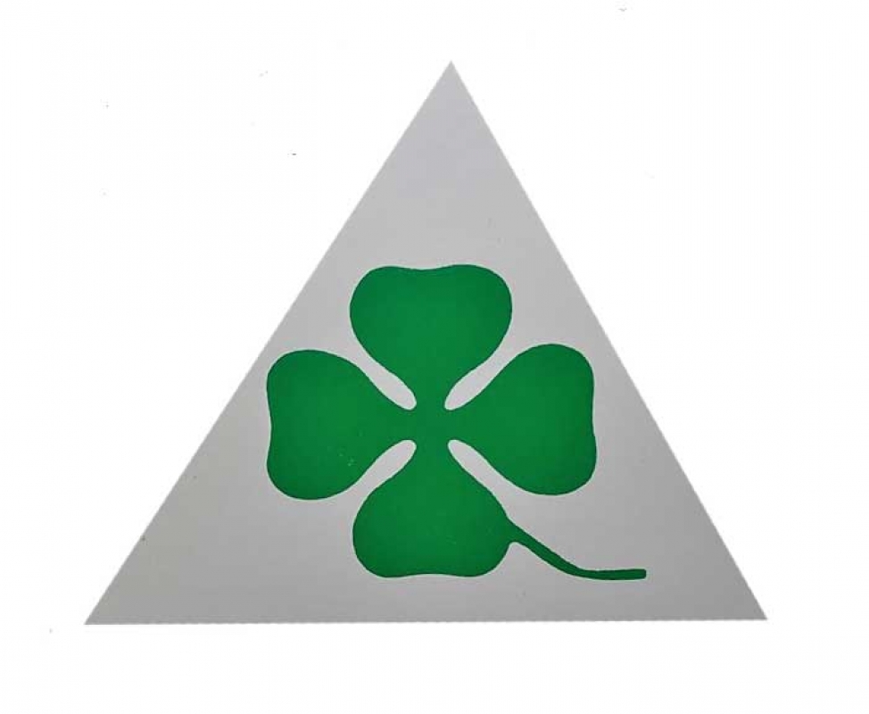 Aufkleber Kleeblatt, Dreieck weiß ca. 10x10x10 cm