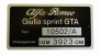 Typenschild GTA 1600 (10502/A) Alu 45x85 mm